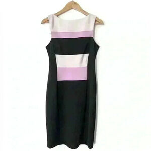 Vintage Maggie London Women’s Bodycon Purple Black Geometric Formal Dress Medium